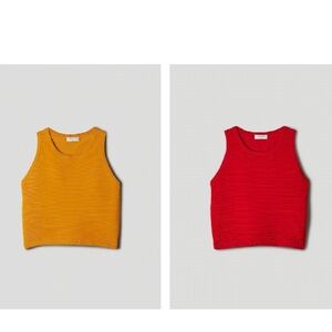 2 Arlik bundle Babaton Vibrant Red and Mustard Ribbed Tanks